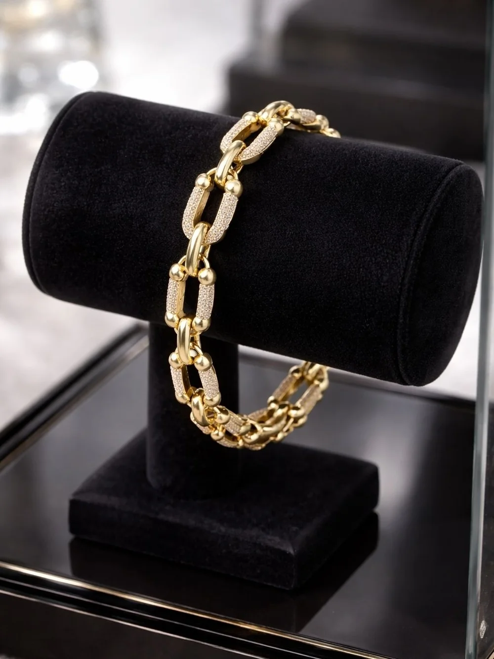 Textured Gold Link Bracelet